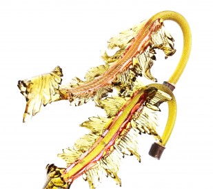 Italian Chandelier glass crook Leaf pink and green pack of 2 