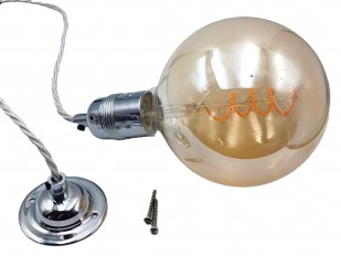 Light pendant set in Chrome with E27 Lamp Holder plain skirt