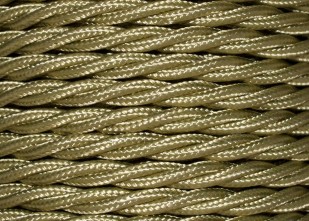 100 METRES of Nugget coloured Braided 3 core silk flex lighting cable 0.75mm