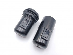 Rocker switch lamp holder E27 Black 10mm base plain or threaded skirt