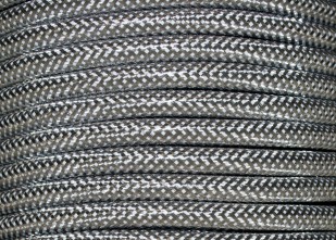 100 Metres of Braided Round silk flex Cord in Stainless Steel 3 core 0.50mm
