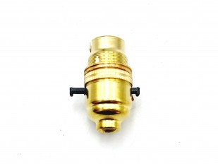 Switched lamp holder B22 Brass plated Finish 10mm base thread