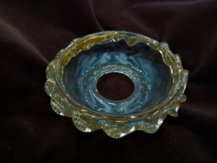 Venetian Chandelier glass dish pan with gold tint 103mm width 