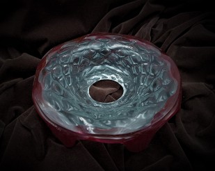 Venetian Italian Chandelier glass dish pan with red rim 