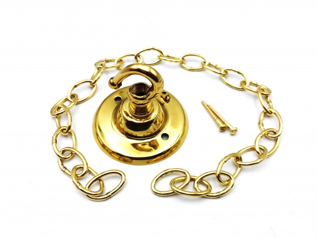 Brass Ceiling Rose Hook with chain and screws
