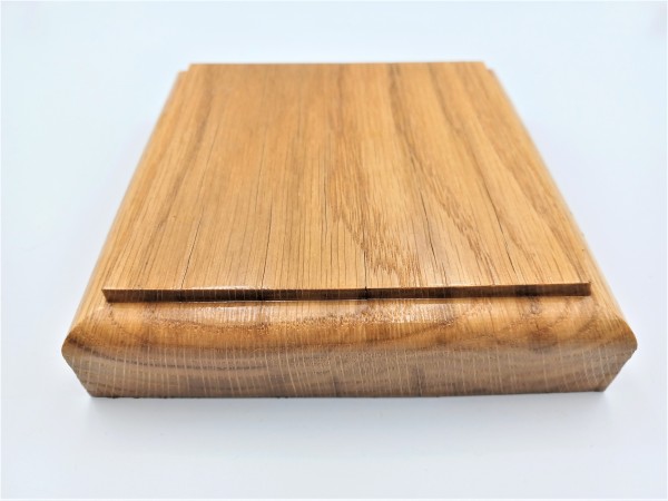 Square ceiling pattress manufactured from Oak. 125mm varnished