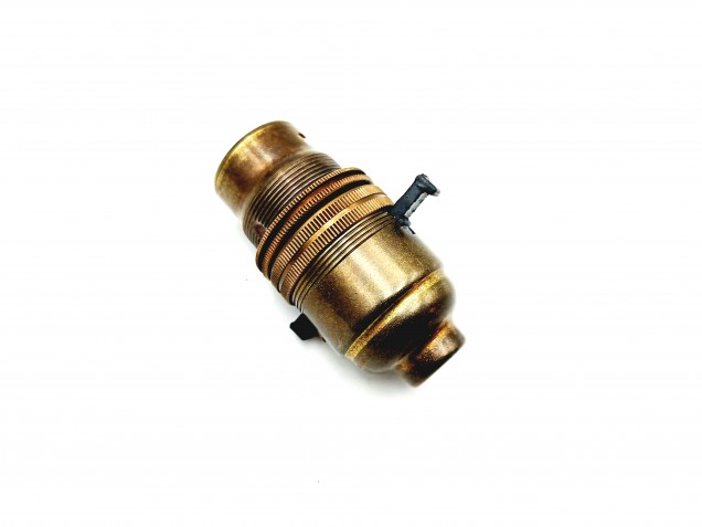 Switched lamp holder BC B22 old Brass half inch base thread