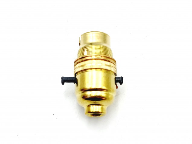 Switched lamp holder B22 Brass plated Finish 10mm base thread