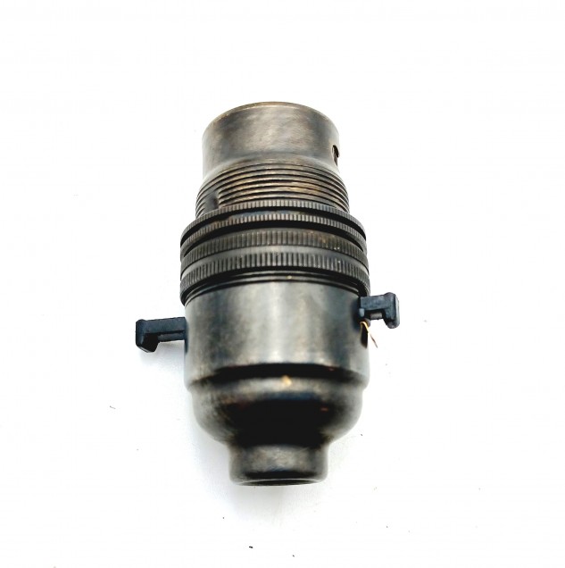 Switched lamp holder BC B22 dark bronze half inch base thread