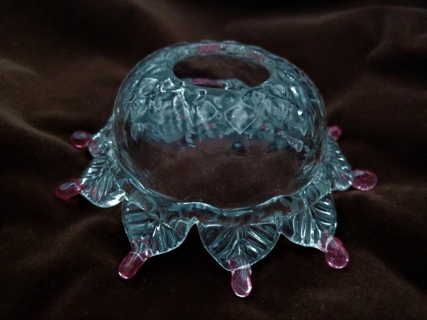 Venetian Chandelier glass dish pan with red tips 123mm width 