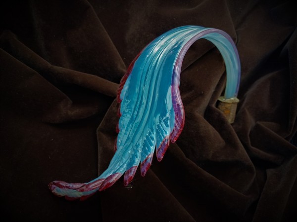 Italian Chandelier glass crook Leaf pink and blue