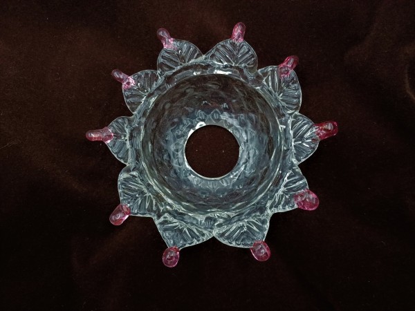 Venetian Chandelier glass dish pan with red tips 123mm width 