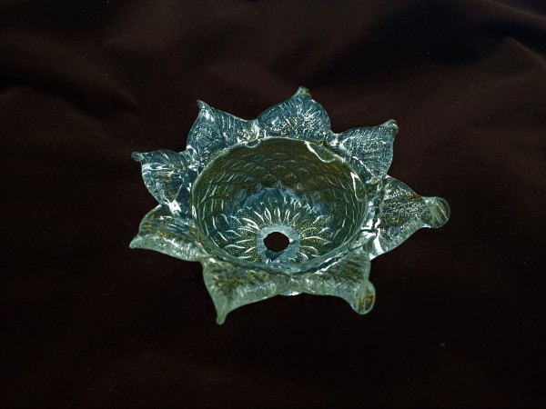 Venetian Chandelier glass dish pan with gold fleck 115mm width