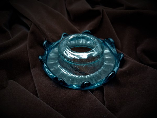 Antique Venetian Chandelier Glass Dish With Blue Rim 