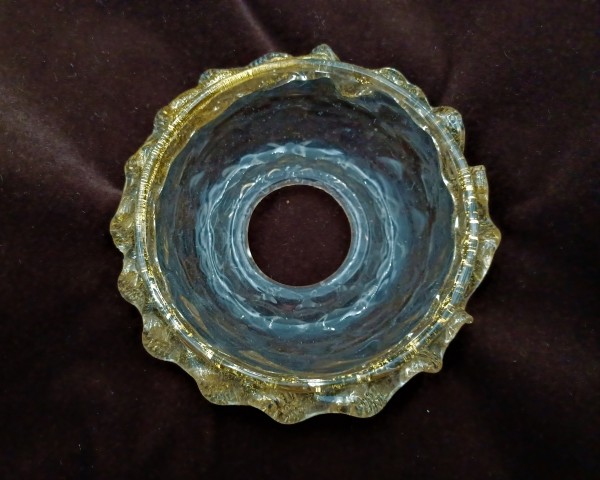 Venetian Chandelier glass dish pan with gold tint 103mm width 