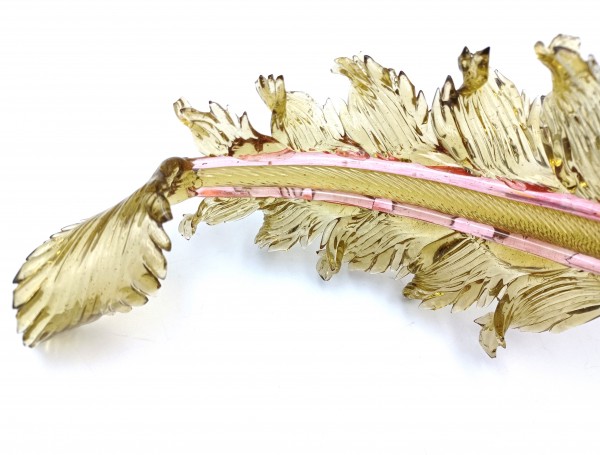 Italian Chandelier glass crook Leaf pink and green pack of 2 