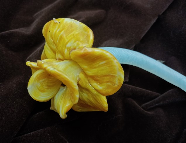 Antique Murano Yellow Glass Chandelier Flower 