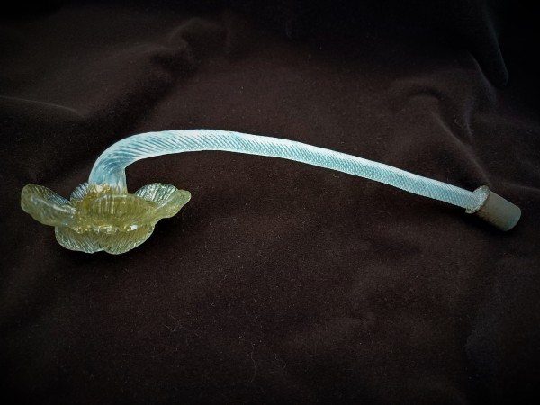 Antique Murano Clear and gold Glass Chandelier Flower 