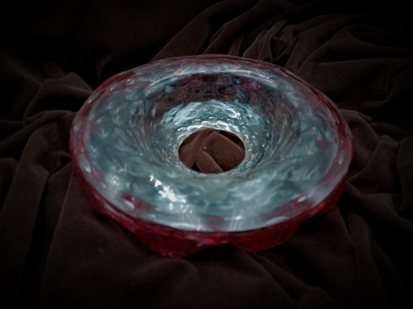 Venetian Murano Chandelier glass dish pan with red rim 