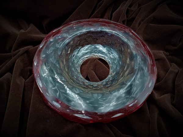 Venetian Murano Chandelier glass dish pan with red rim 