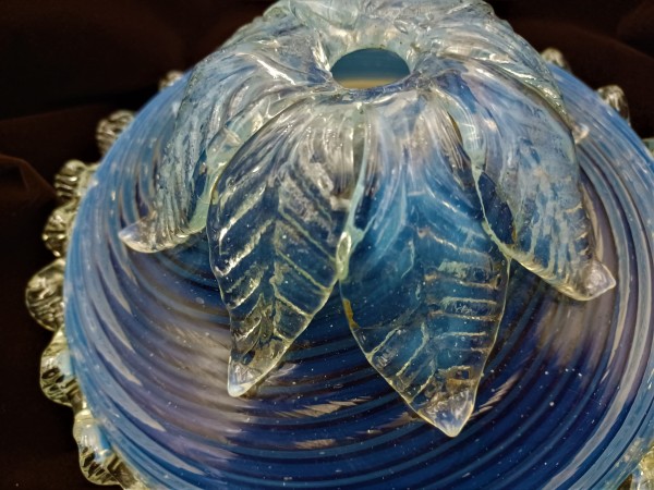 Antique Venetian Chandelier Bowl Milky Blue 175mm Width       