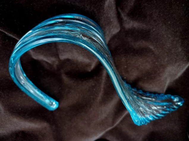 Antique Venetian Murano glass chandelier curled flat leaf C1890 blue clear