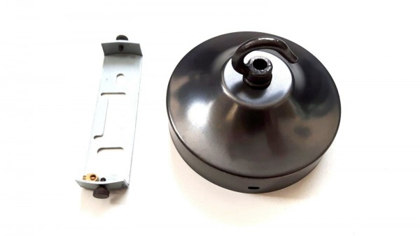 ANTIQUE BRONZE EFFECT CEILING ROSE AND STRAP WITH OPEN HOOP