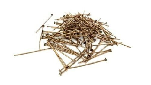 100 chandelier connecting pins aged antique brass 18mm x 0.8mm 2mm head